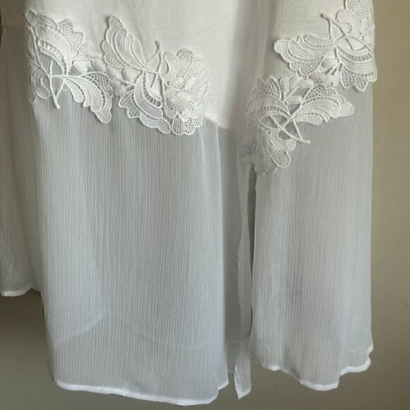 ANTHROPOLOGIE AKEMI + KIN KRIS TUNIC FLORAL LACE SHIRT SLEEVE TOP WHITE -SIZE XS - Picture 7 of 11
